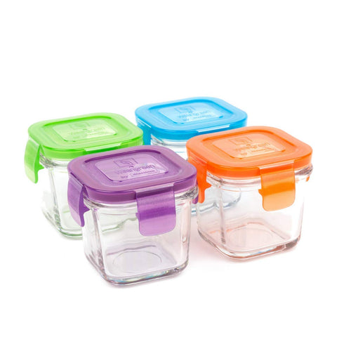 Glasdosen für Babynahrung 4er-Set 120ml BPA-frei bunt