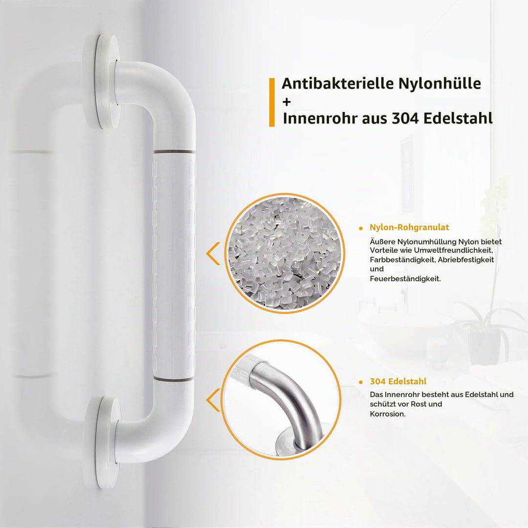 Haltegriff Bad &amp; Dusche Edelstahl/Nylon rutschfest 35 cm Weiss - Bild 4