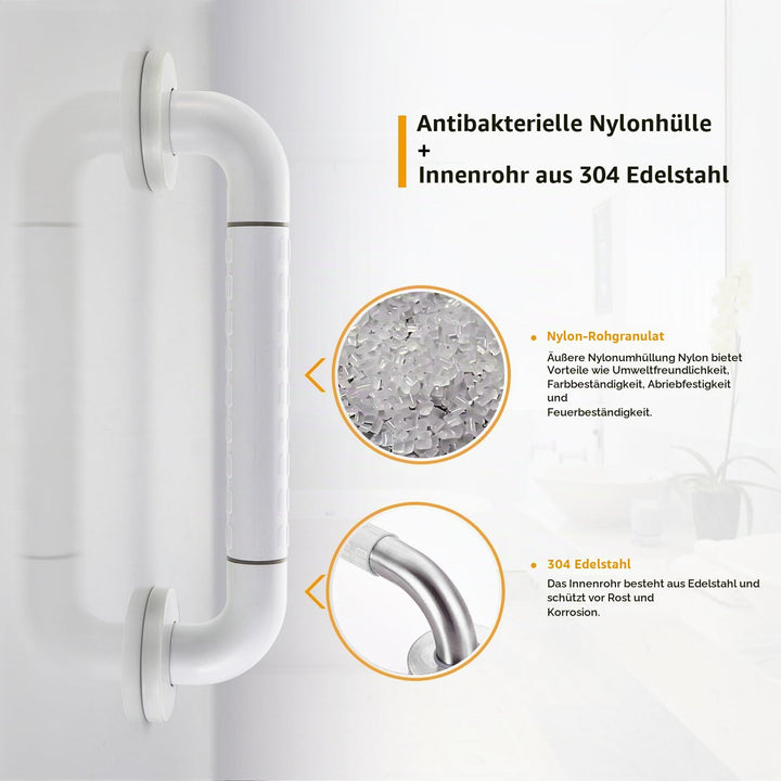 Haltegriff Bad &amp; Dusche Edelstahl/Nylon rutschfest 35 cm Weiss - Bild 4