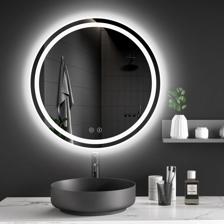 Badspiegel Rund LED 50x50 cm Antibeschlag 3 Lichtfarben dimmbar