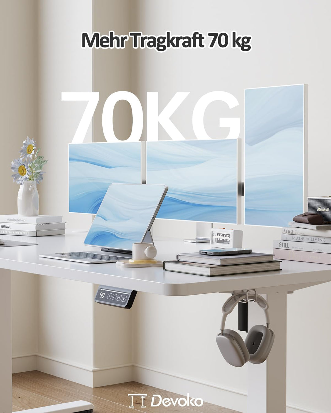 Elektrisch höhenverstellbarer Schreibtisch 120x60cm mit Memory-Funktion - Bild 6