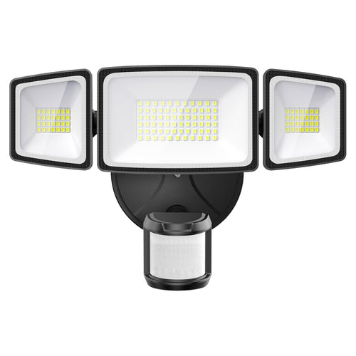 LED Fluter 55W mit Bewegungsmelder 3 Köpfe IP65 Aussen 5000lm