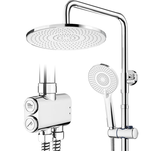 Regendusche Set Chrom 25cm rund mit Handbrause 3 Strahlarten ohne Armatur