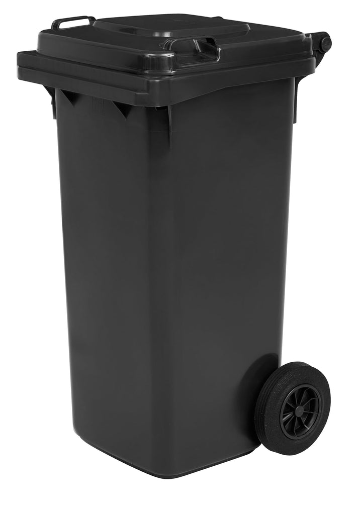 Mülltonne 120 Liter HDPE Anthrazit mit Klappdeckel und Rädern