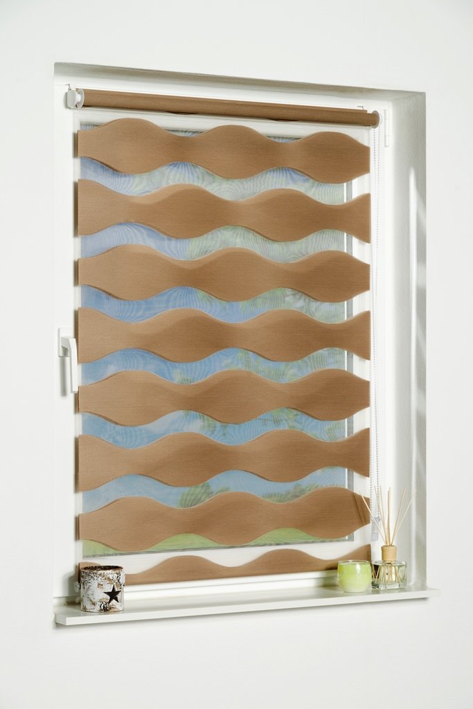 Doppelrollo Klemmfix Welle Taupe 70x200 cm ohne Bohren