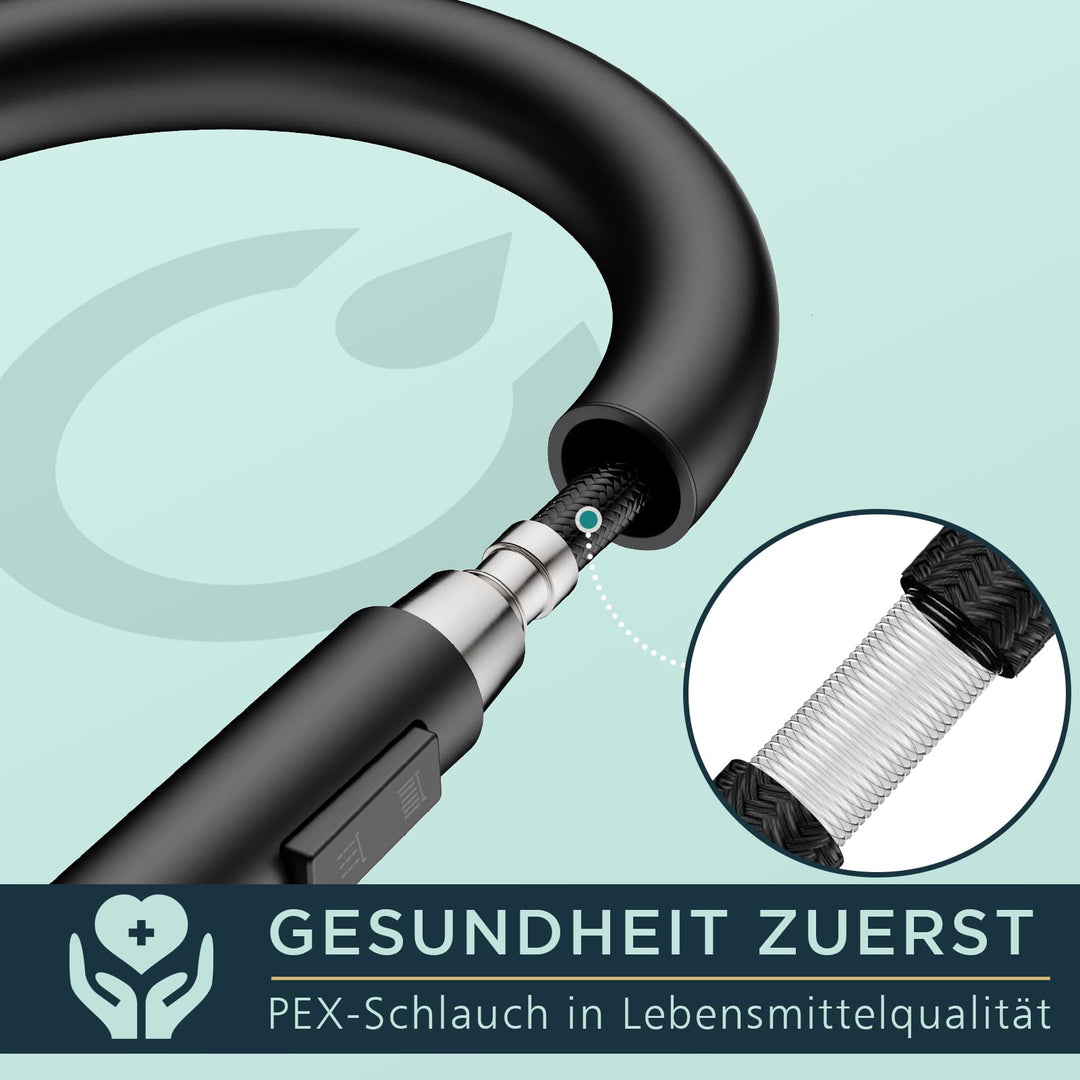 Küchenarmatur Schwenkauslauf Pulldown-Brause Matt Schwarz - Bild 8