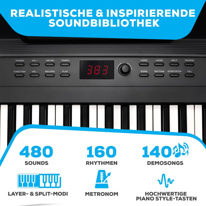 Keyboard Piano 88 Tasten mit Lautsprechern, 480 Sounds, Bundle - Bild 4