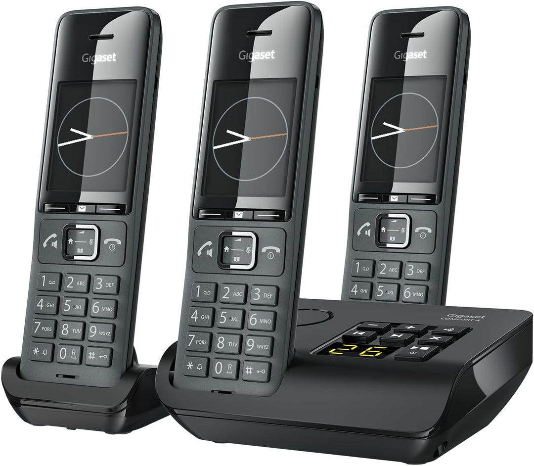 DECT-Telefon Trio-Set schnurlos mit Anrufbeantworter, 3 Mobilteile