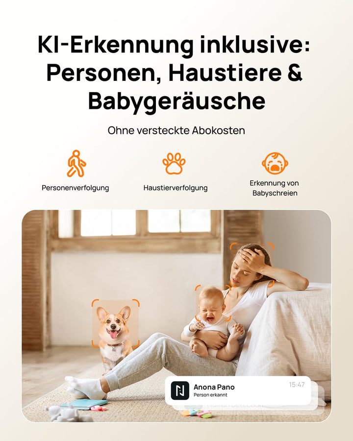 Überwachungskamera Indoor 4K UHD 360° Wi-Fi 6 mit KI-Erkennung 4er-Set - Bild 3