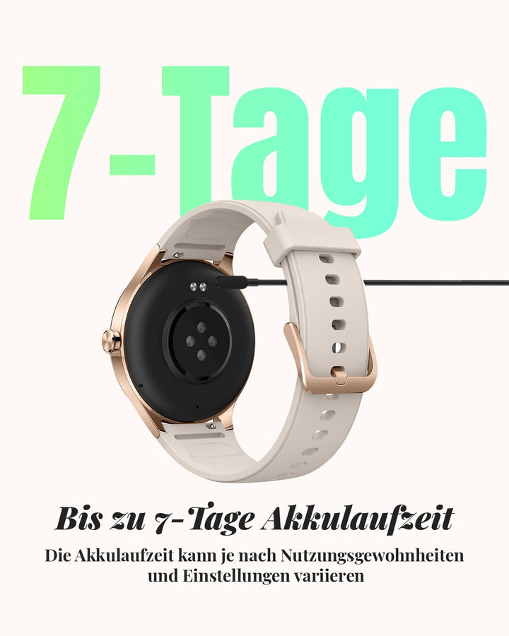 Smartwatch Damen 40mm rund, 100+ Sportmodi, IP68, Beige - Bild 5