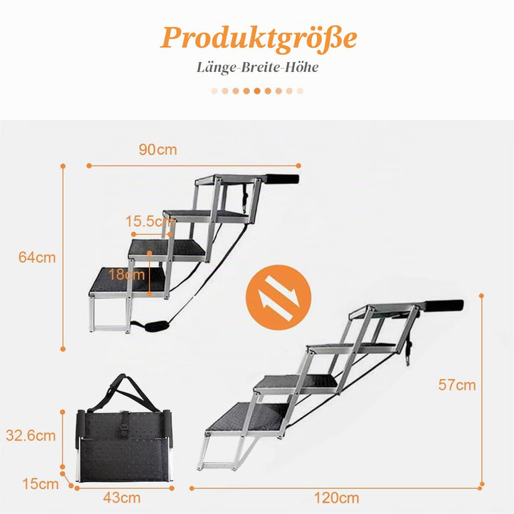 Hundetreppe Auto 4 Stufen klappbar Aluminium bis 70 kg - Bild 2