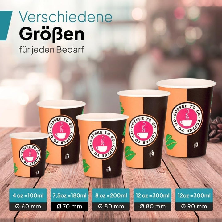 Pappbecher 300 ml Coffee to Go Einweg stapelbar 1000 Stück - Bild 3