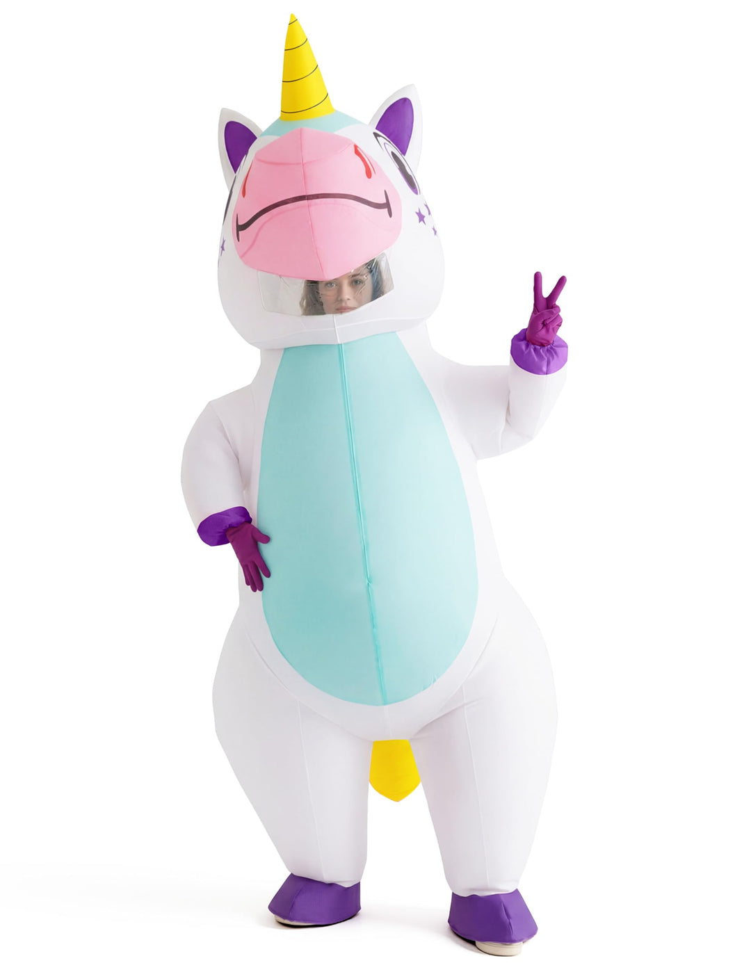 Aufblasbares Einhorn Kostüm Ganzkörper Erwachsene Einheitsgrösse - Bild 7