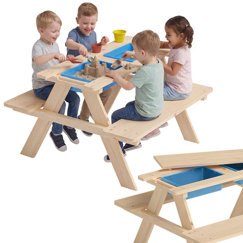 Kindersitzgruppe Outdoor Kiefernholz mit Matschtisch und 2 Wannen