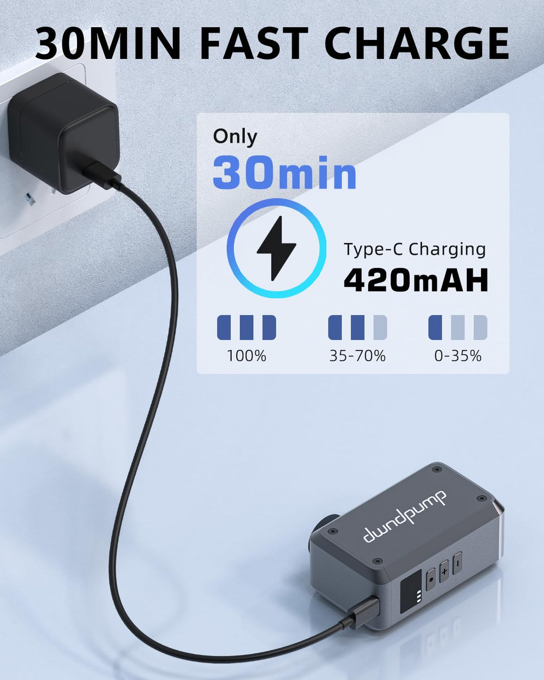 Elektrische Fahrradpumpe Mini 120 PSI mit LED-Manometer Aluminium - Bild 6