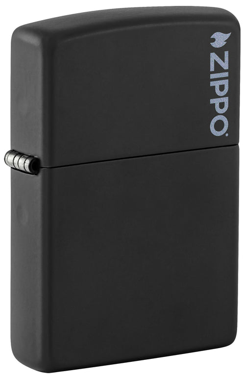 Zippo Sturmfeuerzeug Black Matte mit Logo Messing nachfüllbar