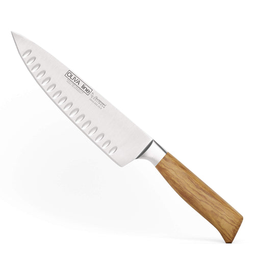 Kochmesser geschmiedet Olivenholz Kullenschliff 20 cm Solingen