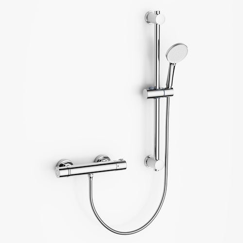 Duschsystem mit Thermostat Messing Chrom 700mm Riser Rail 3 Funktionen