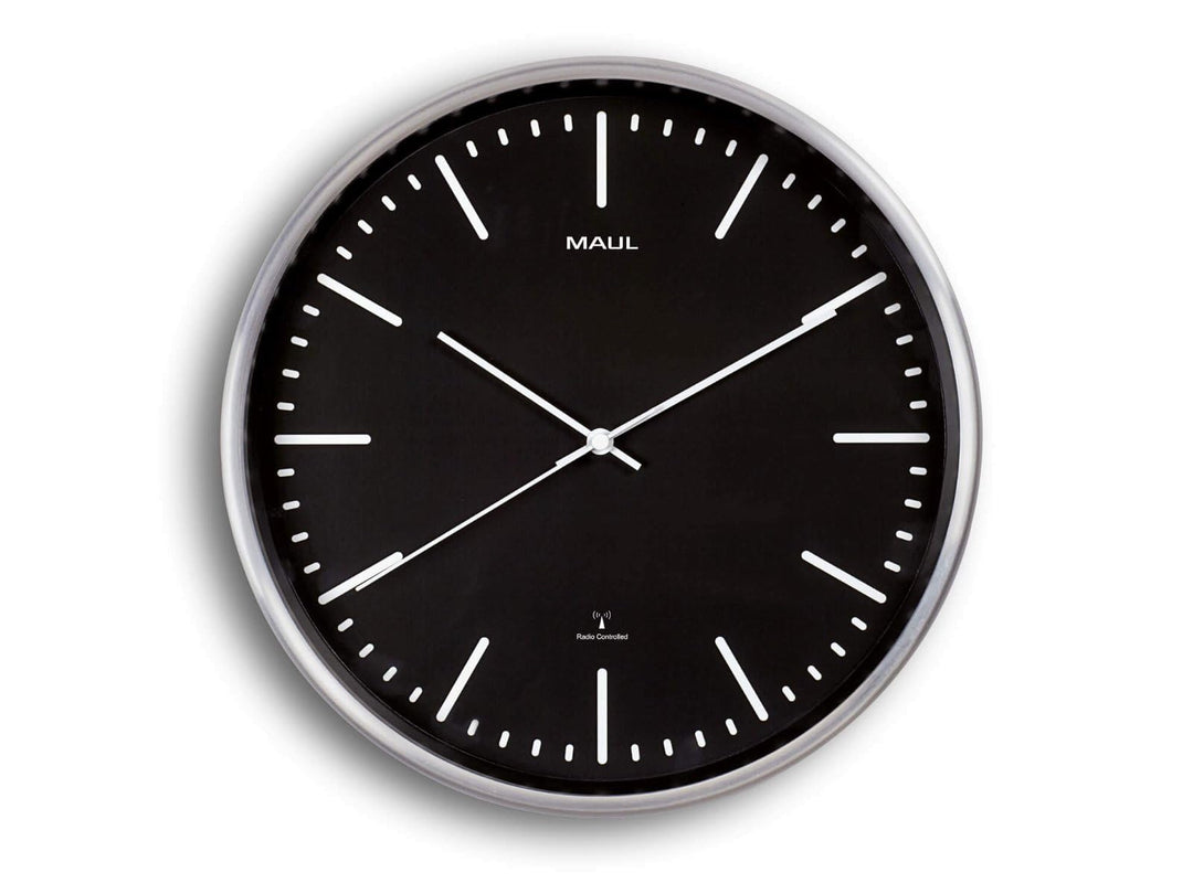 Funk-Wanduhr analog Ø 30,5 cm Alurahmen schwarz lautlos