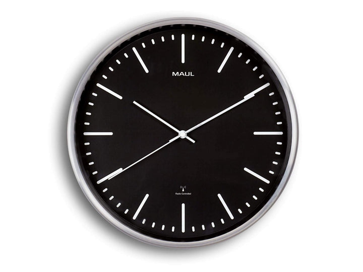 Funk-Wanduhr analog Ø 30,5 cm Alurahmen schwarz lautlos