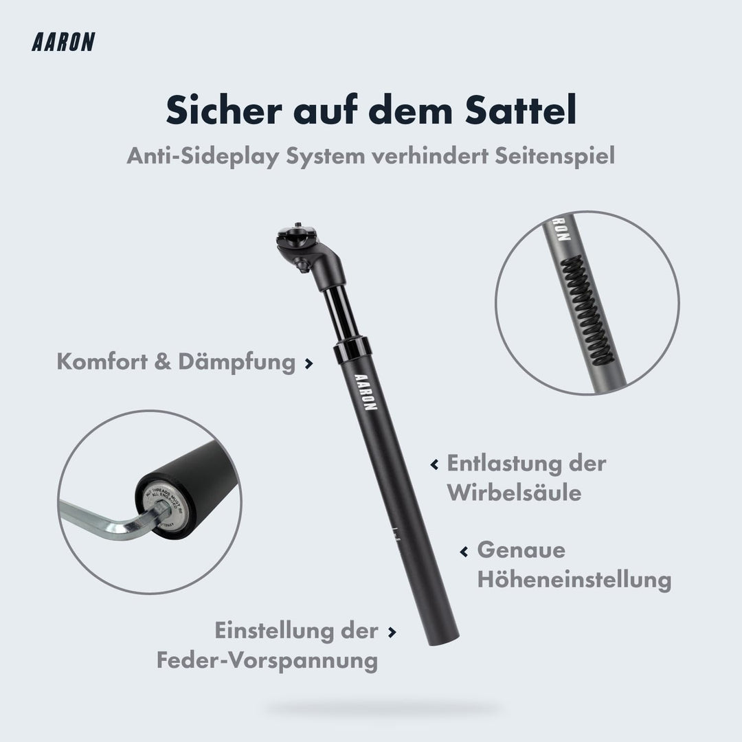 Federsattelstütze Aluminium 27,2 mm 350 mm gefedert MTB E-Bike - Bild 4