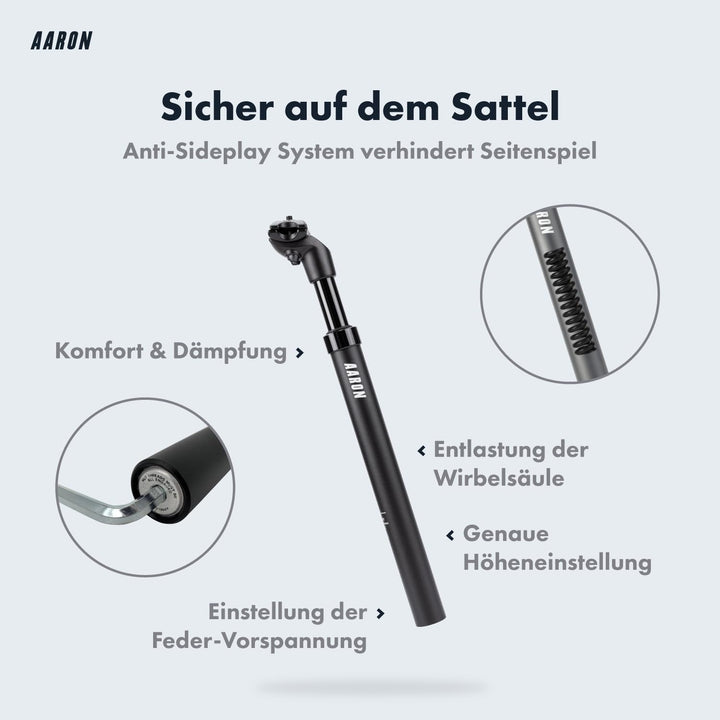 Federsattelstütze Aluminium 27,2 mm 350 mm gefedert MTB E-Bike - Bild 4