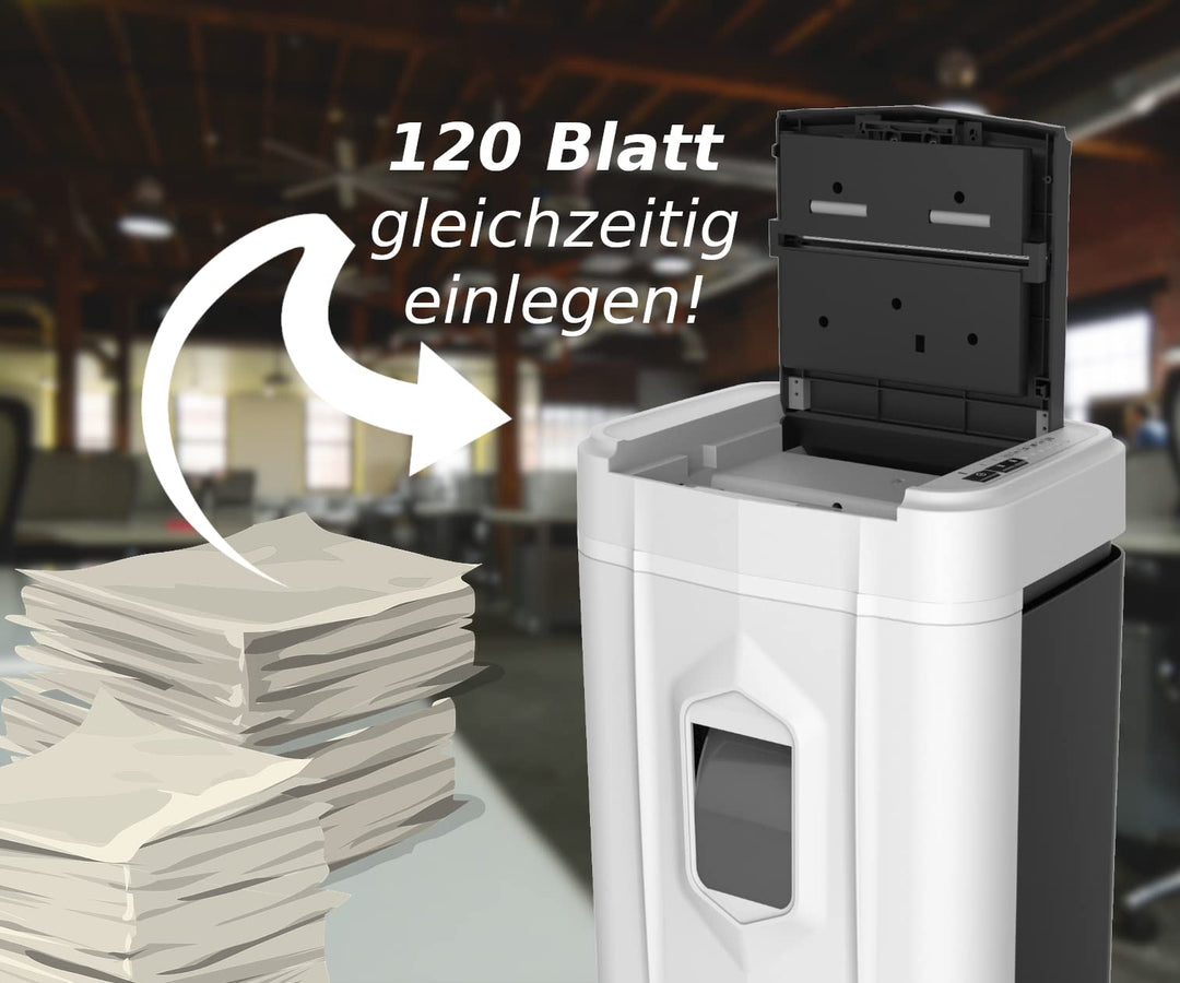 Aktenvernichter Auto-Feed 120 Blatt P-4 Partikelschnitt 25L - Bild 4