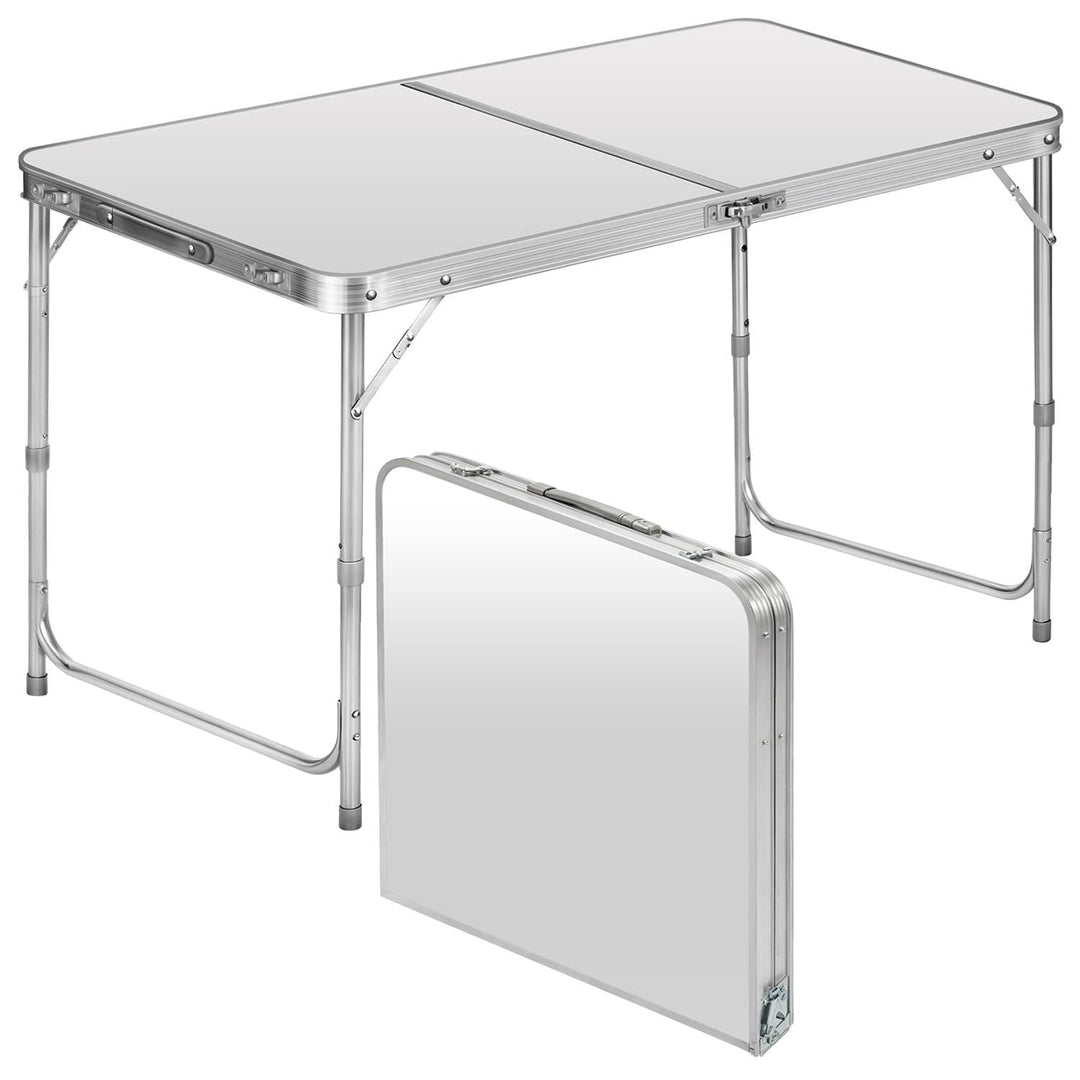 Klapptisch Aluminium 120x60 cm höhenverstellbar 3-fach weiss