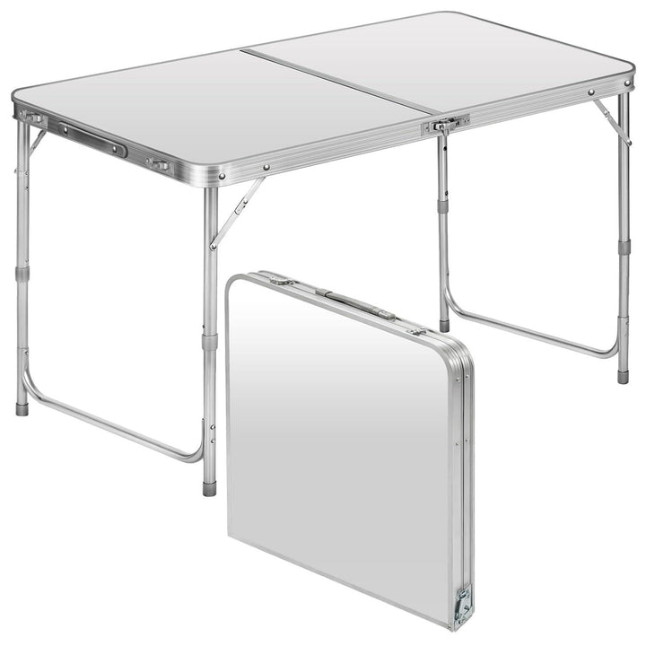Klapptisch Aluminium 120x60 cm höhenverstellbar 3-fach weiss