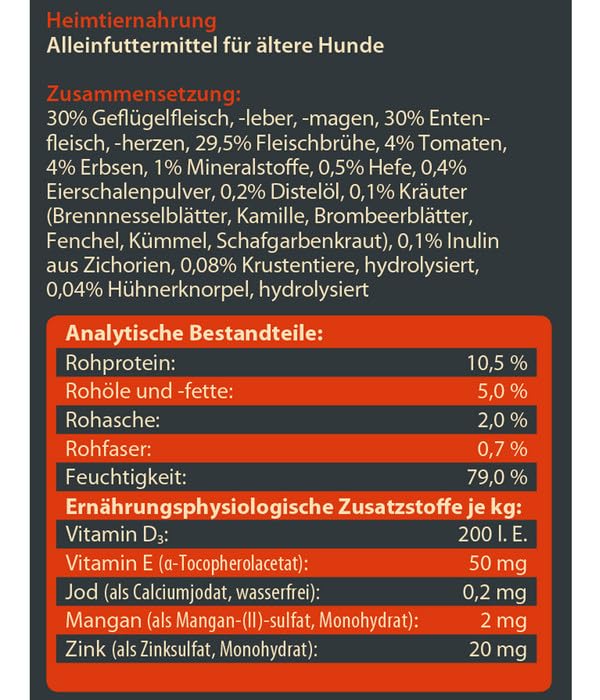 Trockenfutter Senior Hund Ente getreidefrei 12 kg für ältere Hunde - Bild 5