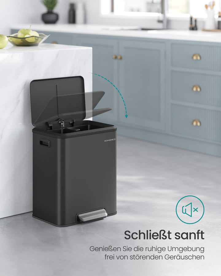 Mülleimer Küche Doppel-Trennsystem 2x15L Stahl mit Pedal - Bild 3