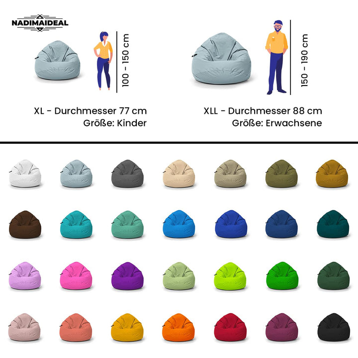 Sitzsack Tropfenform XXL 88 cm Oxford 600D Indoor &amp; Outdoor anthrazit - Bild 6