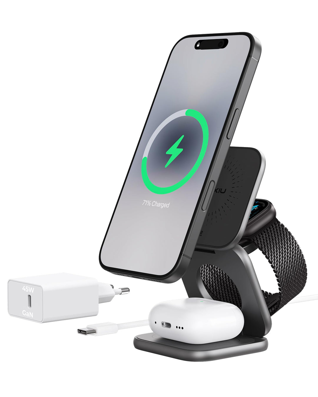 3-in-1 Ladestation Qi2.2 25W faltbar für iPhone, Apple Watch &amp; AirPods