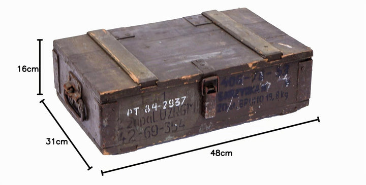 Militär Munitionskiste Holz gebraucht 48x31x16 cm mit Metallverschluss - Bild 6