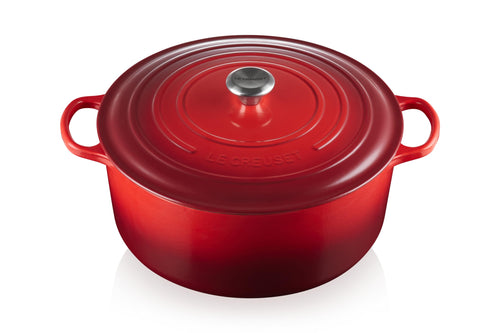 Gusseisen-Bräter rund 34 cm, 12,6 l, Induktion, kirschrot