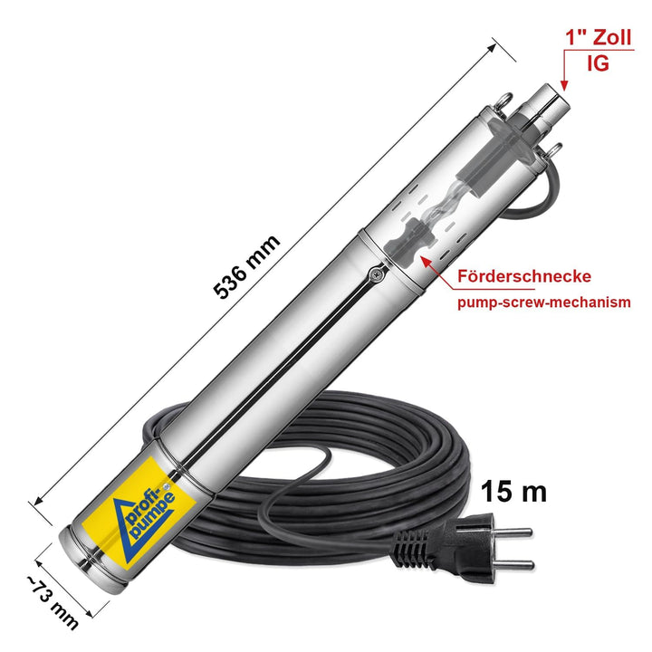 Tiefbrunnenpumpe 3 Zoll Edelstahl 370W sandverträglich bis 60m - Bild 3