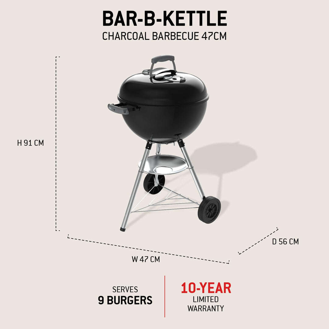 Holzkohlegrill Kugelgrill 47 cm mit Stand, Rädern &amp; Thermometer - Bild 4