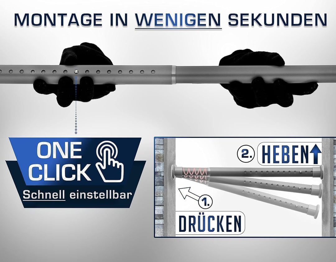Gardinenstange Klemm Teleskop ohne Bohren 360–410 cm Stahl Grau - Bild 7