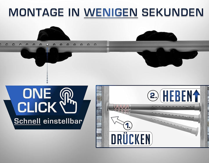 Gardinenstange Klemm Teleskop ohne Bohren 360–410 cm Stahl Grau - Bild 7