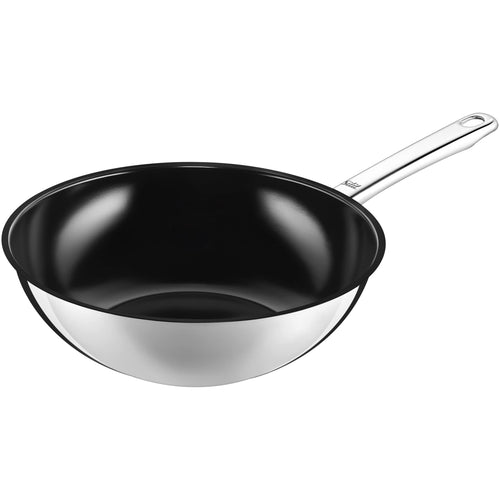 Wokpfanne Edelstahl 28 cm mit CeraProtect-Beschichtung, induktionsgeeignet
