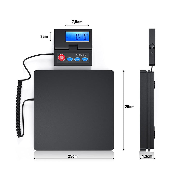 Paketwaage Plattformwaage 50kg/2g mit klappbarem LCD-Display - Bild 2