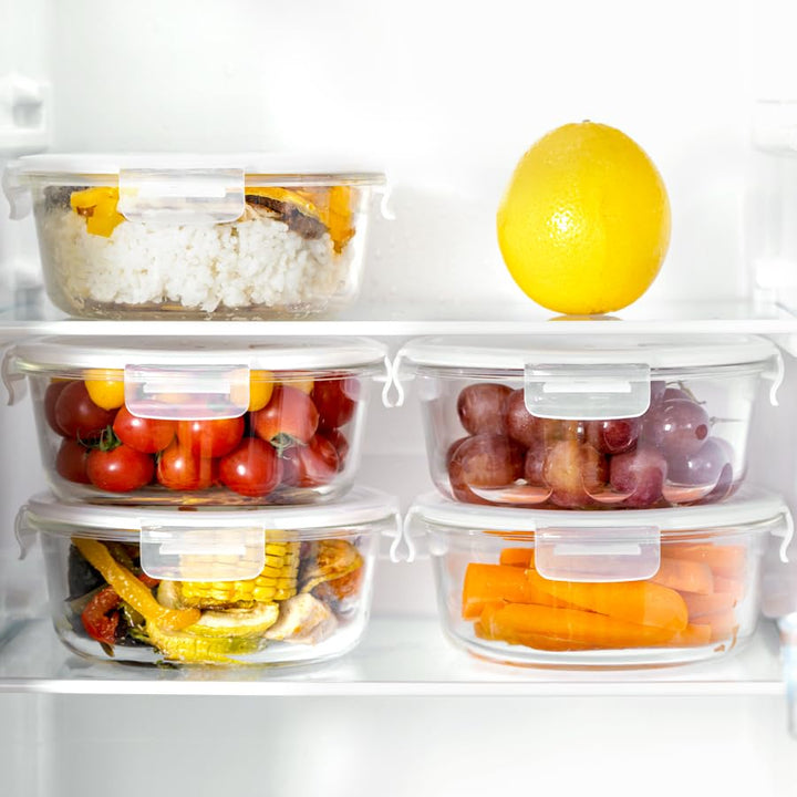 Meal-Prep-Boxen Borosilikatglas rund 950ml 5er-Set mit Ersatzdeckel - Bild 7