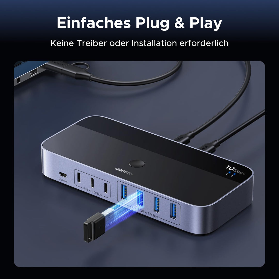 USB Switch 2 PC auf 7 Geräte USB 3.2 Gen2 10Gbps Plug &amp; Play - Bild 5