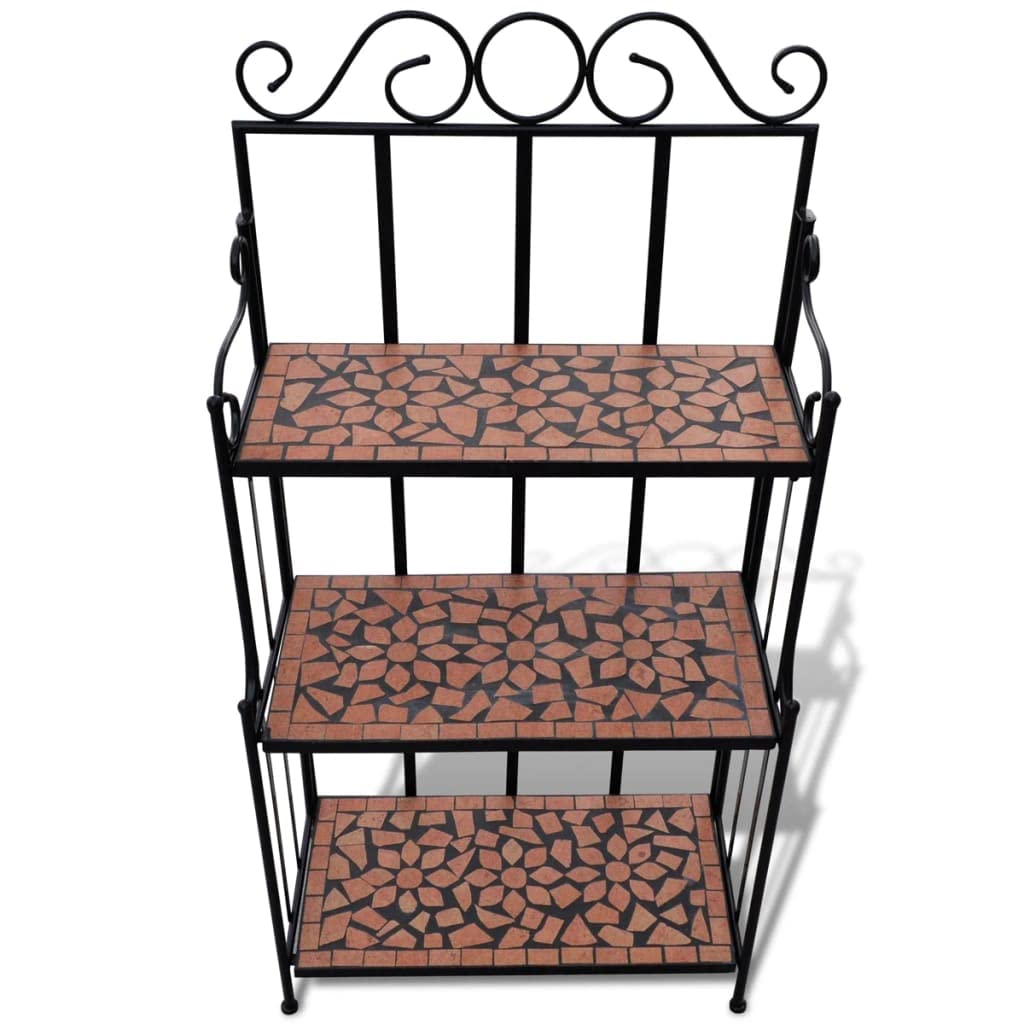 Pflanzenständer 3 Etagen Mosaik Keramik Eisen 115 cm Terrakotta - Bild 6
