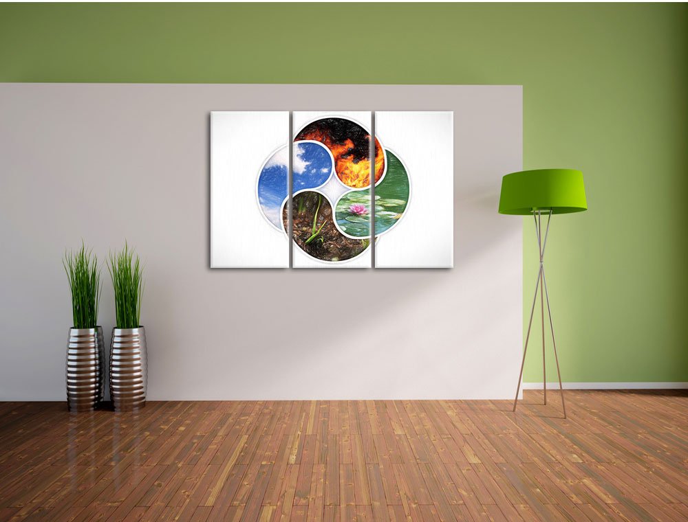 Leinwandbild 3-teilig Vier Elemente 120x80 cm Wanddeko - Bild 3