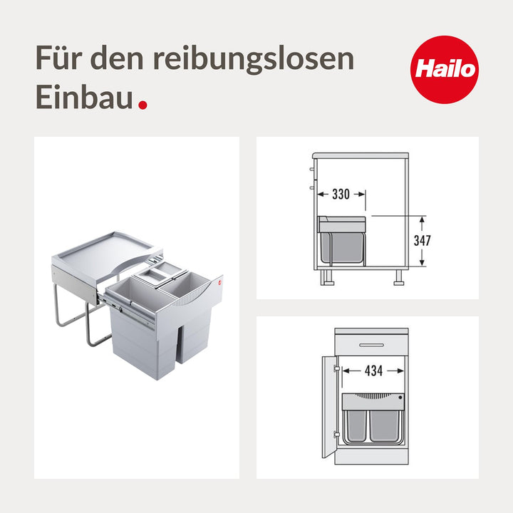 Einbau-Mülltrenner 3 Fächer 28 L Vollauszug für Drehtür-Unterschrank - Bild 5