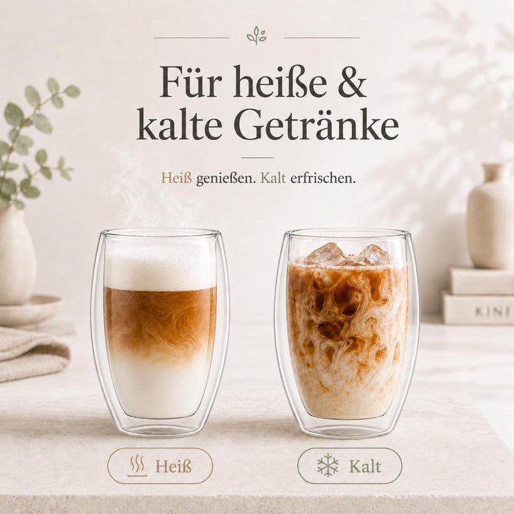 Doppelwandige Kaffeegläser Borosilikatglas 6er Set 450ml Thermogläser - Bild 4