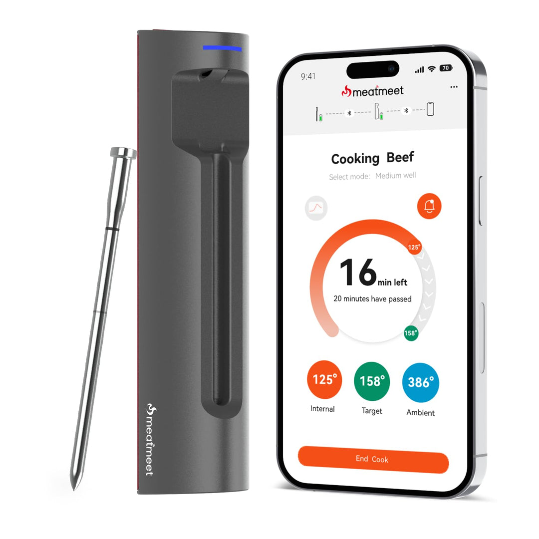 Fleischthermometer Bluetooth Kabellos 6 Sensoren IP69 Edelstahl