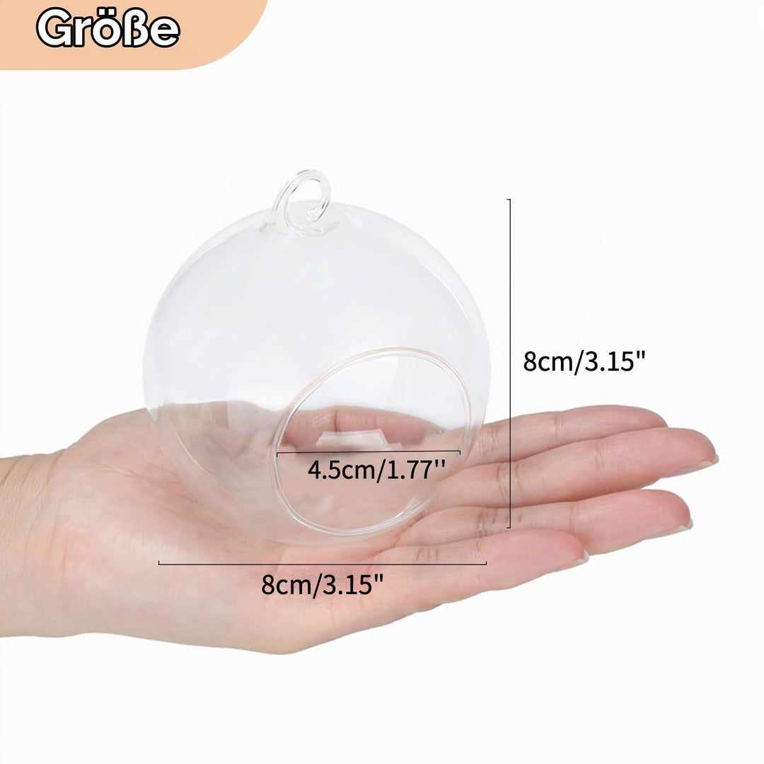 Glaskugel Teelichthalter Hängend Borosilikatglas 8cm 10er-Set - Bild 5
