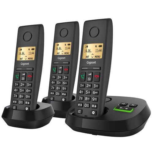 DECT-Telefon Set 3 Mobilteile mit Anrufbeantworter und Call-Block